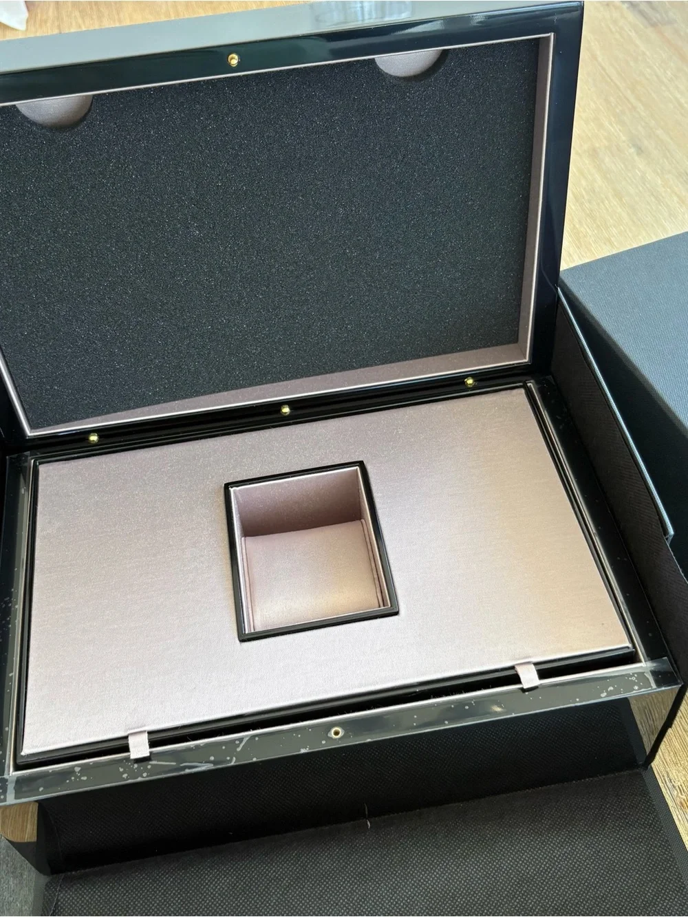 BVLGARI Black Lacquered Jewelry Box with Blush Interior